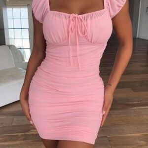 Tiger Mist Pink Flowerhead Mini Dress